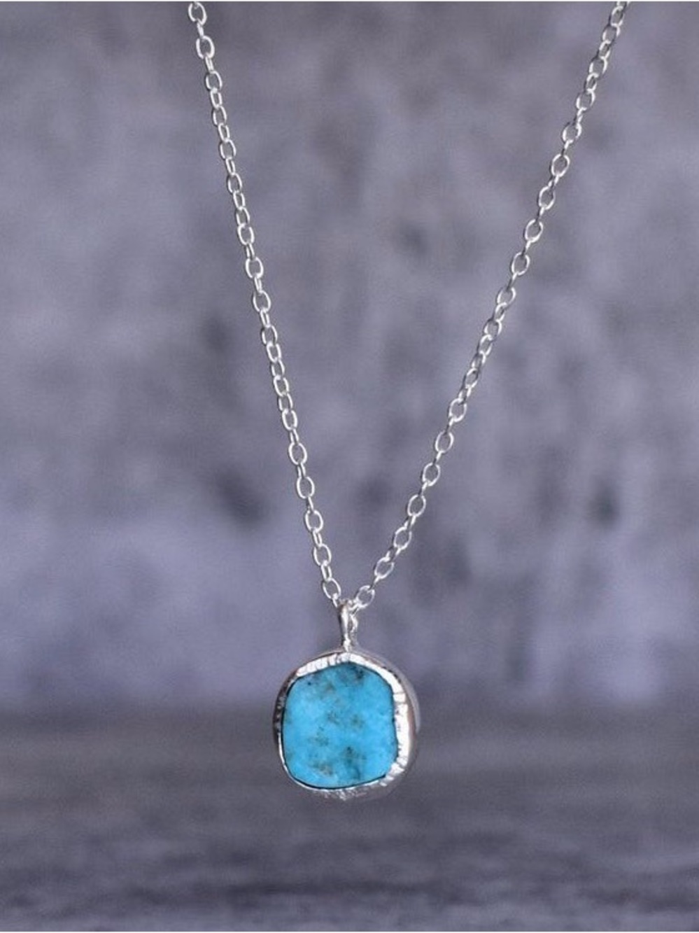 Raw Turquoise Necklace - Silver